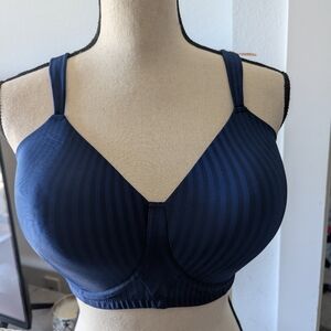 Navy Blue Striped Women's Bra